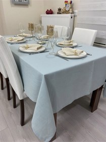 Resim Keten Görünümlü Simsiz Begonvil Masa Örtüsü Açık Mint 
