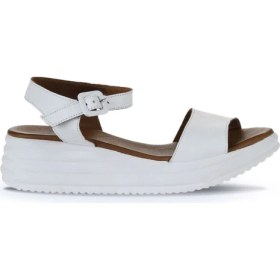 Resim Bueno Shoes Beyaz Deri Kadın Dolgu Topuklu Sandalet 01WY5700 01WY5700 