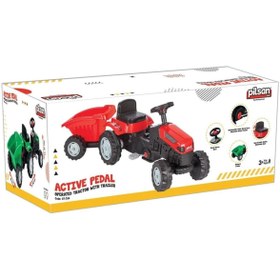 Resim PİLSAN Pilsan Active Römorklu Pedallı Traktör - Kırmızı 