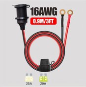 Resim Xuweiwei 1 Parça 16awg Sigara Çakmağı Uzatma Kablosu O Halka Bağlantı 3 Sigortalı 3ft 