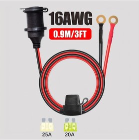 Resim Xuweiwei 1 Parça 16awg Sigara Çakmağı Uzatma Kablosu O Halka Bağlantı 3 Sigortalı 3ft 