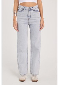 Resim Tudors Kadın Regular Fit Klasik Kesim Pamuklu Bol Paça Açık Mavi Jean Pantolon-39520 Açık Mavi 