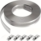 Resim 1 Set Paslanmaz Çelik Hortum Kelepçeleri, 3/5 Metre Çok Amaçlı Ayarlanabilir DIY Boru Kelepçeleri, Ev Bahçesi, Makine ve Boru Sistemleri için 5 adet Bağımsız Bağlayıcılar, Metal Bağlama Askıları 