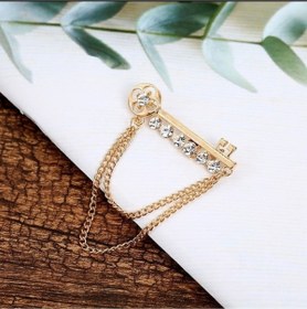 Resim model aksesuar Anahtar Zincirli Taşlı Gold Broş 