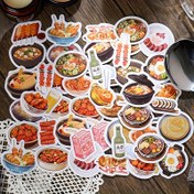 Resim 46 Parça Kore Mutfağı Serisi Sticker Kutusu - Barbekü, Erişte, Yıl Pastası, Sütlü Şekiller Not Defterleri, Fotoğraf Çerçeveleri, Telefon Kılıfları, Su Şişeleri, Scrapbooklar için Dekorasyon 