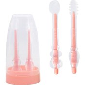 Resim Sones Gıda Sınıfı Silikon Bebek Süt Diş Fırçası + Dil Fırçası Çocuk Ağız Temizleme Fırçası, Renk: Pembe 