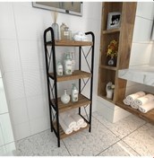 Resim Sahra Siyah 4 Katlı Raf Banyo Köşe Rafı Mutfak Düzenleyici Raf Siyah 