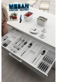 Resim Çekmece Içi Kaşıklık Ve Bıçaklık Düzenleyici Beyaz, 114x48 Yandan Ve Boydan 4cm Kesilebilir Beyaz 