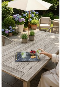 Resim Akayev Mermer Antrasit Aura Parlak Altın 30x20 Cm Tepsi Antrasit 