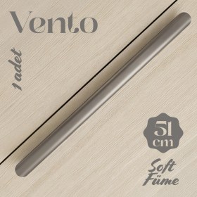 Resim Badem10 Vento Soft Füme Düz Çekmece Kulp 512 mm Uzun Metal Dolap Gardırop Mutfak Banyo Kulbu Modern Tasarım 
