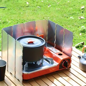 Resim 10 adet Ultra Hafif Alüminyum Alaşımlı Rüzgar Koruyucuları Kamp Ocakları için - Katlanabilir, Taşınabilir, İçi Dolgu ve Saklama Torbaları ile, Açık Hava Yemekleri ve Piknikler için İdeal, Modern Kamp Ekipmanı | Dayanıklı Rüzgar Koruması, Kamp Malzemeleri 