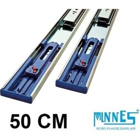 Resim Minnes 50 CM Tam Açılım Teleskopik Frenli Mobilya Çekmece Rayı 
