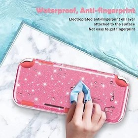 Resim DLseego Switch Lite için Pembe Parıltılı Koruyucu Kılıf, Şok Emici ve Çizilmez Tasarımlı Lüks Şeffaf Kristal Yumuşak TPU Kapak, Anahtar 2019 Sürümü için Sevimli Parlayan Cilt 