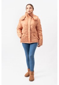 Resim Acw Fashion Bulut Desenli Oversize Çıkarılabilir Kapüşonlu Modern Kadın Mont Lacivert 