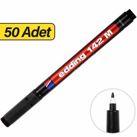 Resim Edding 142M Permanent Asetat Kalemi M Uç 50 Adet - Siyah (5 Kutu) 