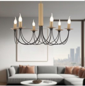 Resim Joyce 6'lı Siyah Eskitme Yuvarlak Modern Oturma Odası Salon Avize Siyah 