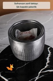 Resim metaFox Şekerlik Kapaklı Kase Kurabiyelik Gümüş Eskitme Renk Model 12, mfkapaksekerlikm12 