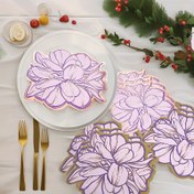 Resim 20 adet/40 adet/60 adet Büyük Çiçek Kabartmalı Kağıt Peçetesi, Mor ve Altın, 2 katlı, Tek Kullanımlık, Düğün, Doğum Günü, Parti, Ev, Banyo, Çay Partisi, Batı Restoranı, Kahve Dükkanı, Sevgililer Günü, Cadılar Bayramı, Noel, Mezuniyet Sezonu 