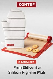 Resim KONTEF Silikon Yanmaz Fırın Pişirme Matı Ve Fırın Eldiveni 2LiSet 