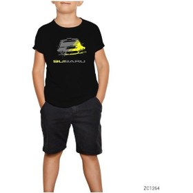 Resim Subaru Impreza Lined Siyah Çocuk Tişört Siyah 