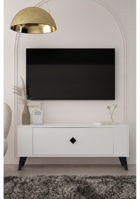 Resim 1377dd Retro-1 Tv Sehpası Beyaz-siyah 