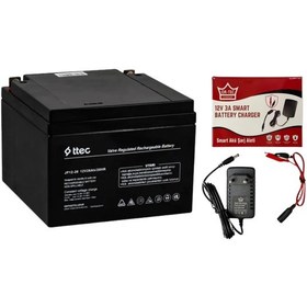 Resim Ttec 12v 26ah Bakımsız Kuru Akü Ve 3 Amper Akü Şarj Aleti 