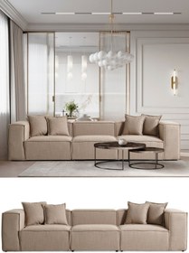 Resim BEKALIVING Volye Comfort Üçlü Kanepe Keten Koyu Bej 1003 *315 