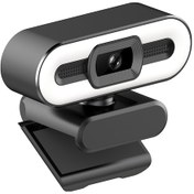 Resim Samdoo 2k 3mp Usb Webcam: Otomatik Kurulum, Mikrofonlu, Işıklandırma Fonksiyonu İle Canlı Yayın, Görüşme Ve Toplantılar İçin Web Kamerası 