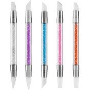 Resim 5 Adet Çift Uçlu Tırnak Sanatı Heykel Traş Pens, Akrilik ve Reçine Tırnak Sanatı Tasarımı için Silikon Fırçalar, Folyo Oyma ve Çizim Şekillendirme Araçları, Koku Yok 