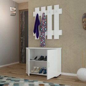 Resim Modilayn Fulya Beyaz Ayakkabılık ve Portmanto ARD116 