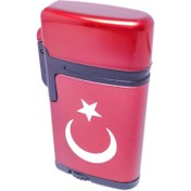 Resim platin hediyelik Türk Bayrak Resimli Logolu Alevli Pürmüz Metal Çakmak 