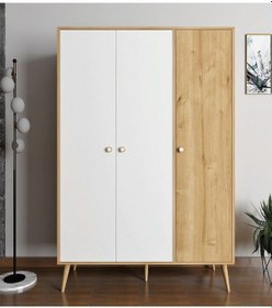 Resim Floradesign Milano Gardırop /elbise Dolabı Üç Kapaklı Dolap Meşe 