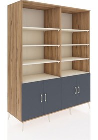 Resim Kronos Gardrop 10 Raflı 4 Kapaklı 176x59x221 Çam-antrasit/aytaşı Antrasit/aytaşı 