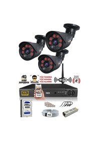 Resim IDS DS-2015HD-SET3-250-BLACK 3 Kameralı 1080P Full HD 5 MP Sony Lensli Kamera Seti - 2015 