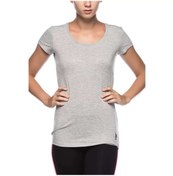 Resim U.S. Polo Assn. Kadın Modal Pamuklu Basic Derin Yaka Gri Melanj T-shirt 