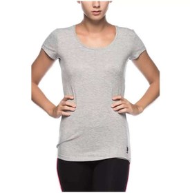 Resim U.S. Polo Assn. Kadın Modal Pamuklu Basic Derin Yaka Gri Melanj T-shirt 