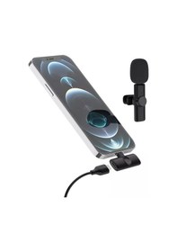 Resim K11 Apple Uyumlu iPhone Lightning Youtube Tiktok Yayın Kablosuz Yaka Mikrofonu Siyah 