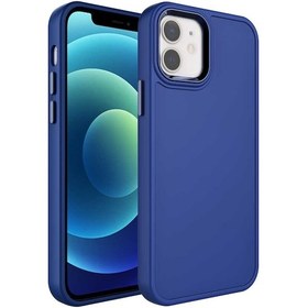 Resim İphone 12 Uyumlu Metal Çerçeve Ve Buton Tasarımlı Sert Zore Botox Uyumlu Kılıf-lacivert Lacivert 