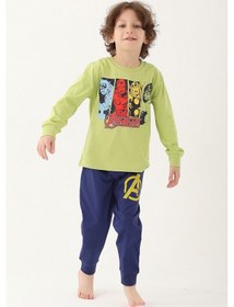 Resim Avangers Fıstık Yeşili Erkek Çocuk Uzun Kol Pijama Takım Fıstık Yeşili 