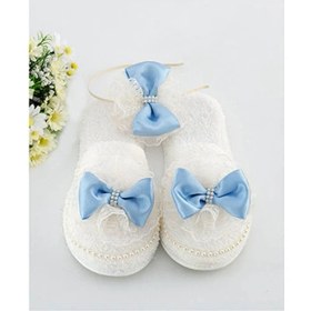 Resim Mavi Fiyonklu Lohusa Terlik Taç Seti 39-40 Numara 