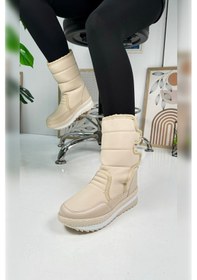 Resim Nstil Alves Unisex Kadın - Erkek - Çocuk Kar Botu İçi Kürklü Cırt Cırtlı Kaymaz Taban Ayakkabı 802 Bej 