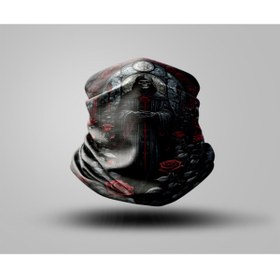 Resim Buffalo Skull Tasarımlı Motorcu Buff Maske Outdoor Boyunluk Unisex Bandana 