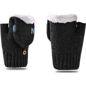 Resim Sıcak Eldivenler Örme Flip Dönüştürülebilir Parmaksız Sıcak Polar Polar Eldivenler 