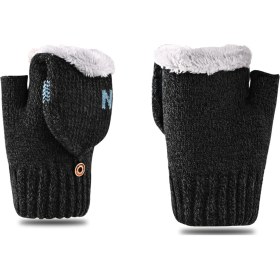 Resim Sıcak Eldivenler Örme Flip Dönüştürülebilir Parmaksız Sıcak Polar Polar Eldivenler 