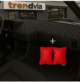 Resim Tofaş Şahin Doğan Kartal Alçak Ön Göğüs Siyah-bej Torpido Kılıfı / Kırmızı-siyah Boyun Yastığı 