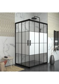 Resim Tekno Duş Black Rigel 6mm Karolajlı Kumlama Dikdörtgen Duşakabin Yarı Beyaz 