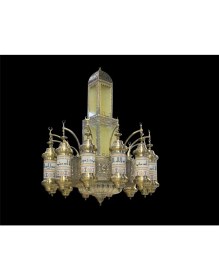 Resim Üstün Avize Cami Avizesi-Medine Model 12 Kollu 116 Cm-Eskitme Renk 