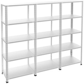 Resim Raf Burada 5 Katlı 3'lü Galvaniz Çelik Raf - Depo, Arşiv, Kiler, Dosya, Market Rafı-43x93 cm-150 cm-1.00 mm 