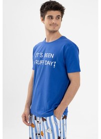 Resim Koza İç Giyim Erkek Kısa Kollu Pamuklu Hayvan Desenli Pijama Takımı Ko6303pj-2 Saks 