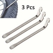 Resim 3 Adet Bisiklet Lastiği Kolu Seti - Dayanıklı Çelik Kaşık Şeklinde Patlak Lastik Kaydırma Çubuğu, Bisiklet Lastiği Tamiri İçin Metal Kaldıraç Onarım Aleti, Ev Kullanımı İçin Sızıntı Kolu Kaldıraç Çubuğu 